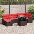 Garten-Sofa-Set mit Kissen mit Speicher 8 pcs Braun Poly Rattan