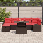 Garten-Sofa-Set mit Kissen mit Speicher 8 pcs Braun Poly Rattan