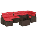 Garten-Sofa-Set mit Kissen mit Speicher 8 pcs Braun Poly Rattan