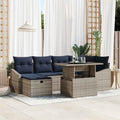 Garten-Sofa-Set 7 pcs Grau Poly-Rattan