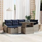 Garten-Sofa-Set 7 pcs Grau Poly-Rattan