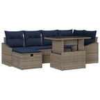 Garten-Sofa-Set 7 pcs Grau Poly-Rattan