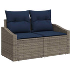 Garten-Sofa-Set 7 pcs Grau Poly-Rattan