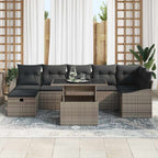 Garten-Sofa-Set 8 pcs Grau Poly-Rattan