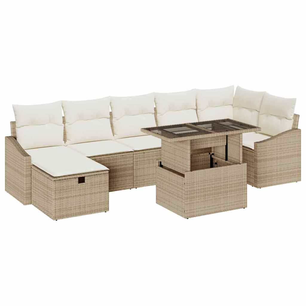 Garten-Sofa-Set 8 pcs Beige Poly-Rattan