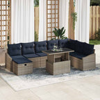 Gartensofa-set mit Kissen 9 pcs Grau Poly-Rattan