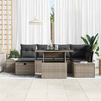 Garten-Sofa-Set 7 pcs Grau Poly-Rattan