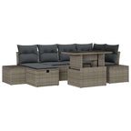 Garten-Sofa-Set 7 pcs Grau Poly-Rattan