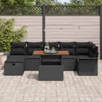 Garten-Sofa-Set 8 pcs Schwarz Poly-Rattan