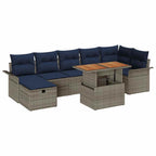 Garten-Sofa-Set 8 pcs Grau Poly-Rattan