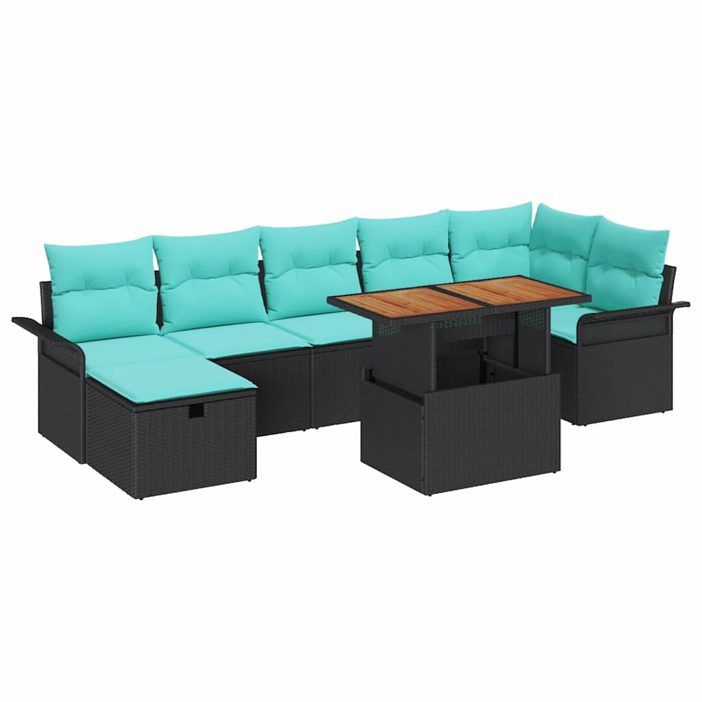 Garten-Sofa-Set 8 pcs Schwarz Poly-Rattan