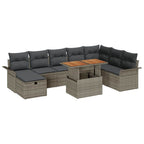 Garten-Sofa-Set 9 pcs Grau Poly-Rattan