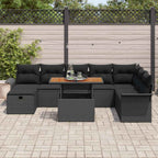 Garten-Sofa-Set 9 pcs Schwarz Poly-Rattan