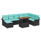 Garten-Sofa-Set 9 pcs Schwarz Poly-Rattan