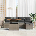 Garten-Sofa-Set 6 pcs Grau Poly-Rattan