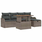 Garten-Sofa-Set 6 pcs Grau Poly-Rattan