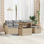 Garten-Sofa-Set 6 pcs Beige Poly-Rattan