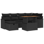Garten-Sofa-Set 7 pcs Schwarz Poly-Rattan