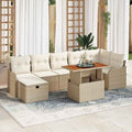 Garten-Sofa-Set mit Speicher 8 pcs Beige Poly Rattan