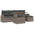 Garten-Sofa-Set 6 pcs Grau Poly-Rattan