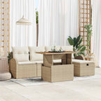 Garten-Sofa-Set 6 pcs Beige Poly-Rattan