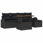 Garten-Sofa-Set 6 pcs Schwarz Poly-Rattan