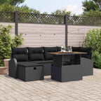Garten-Sofa-Set 7 pcs Schwarz Poly-Rattan