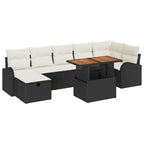 Garten-Sofa-Set 8 pcs Schwarz Poly-Rattan