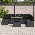 Garten-Sofa-Set 9 pcs Schwarz Poly-Rattan