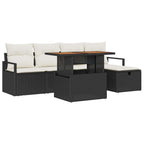 Garten-Sofa-Set 6 pcs Schwarz Poly-Rattan