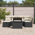 Garten-Sofa-Set 7 pcs Schwarz Poly-Rattan