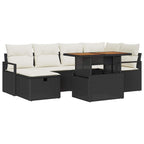 Garten-Sofa-Set 7 pcs Schwarz Poly-Rattan