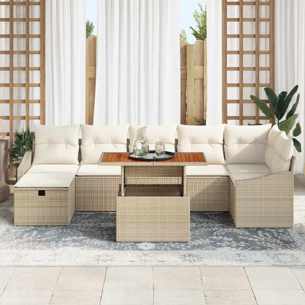Garten-Sofa-Set 8 pcs Beige Poly-Rattan