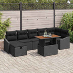 Garten-Sofa-Set 8 pcs Schwarz Poly-Rattan