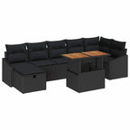 Garten-Sofa-Set 8 pcs Schwarz Poly-Rattan