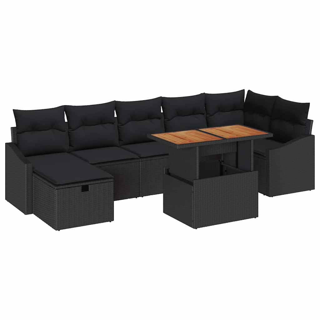 Garten-Sofa-Set 8 pcs Schwarz Poly-Rattan