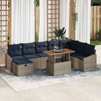 Garten-Sofa-Set 9 pcs Grau Poly-Rattan