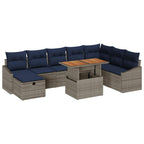 Garten-Sofa-Set 9 pcs Grau Poly-Rattan