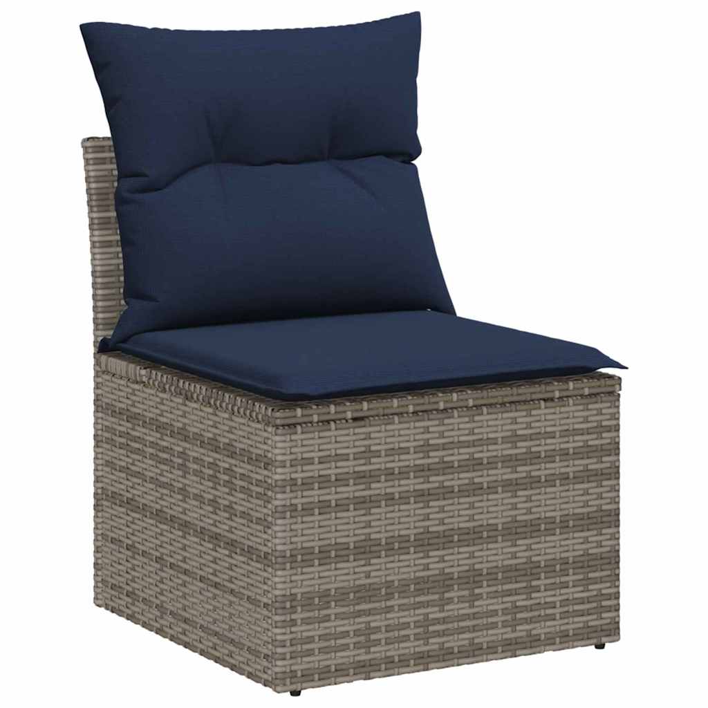 Garten-Sofa-Set 9 pcs Grau Poly-Rattan