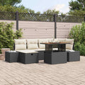 Garten-Sofa-Set 7 pcs Schwarz Poly-Rattan