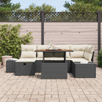 Garten-Sofa-Set 7 pcs Schwarz Poly-Rattan