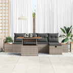 Garten-Sofa-Set 6 pcs Grau Poly-Rattan