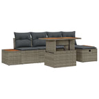 Garten-Sofa-Set 6 pcs Grau Poly-Rattan