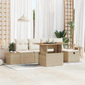Garten-Sofa-Set 6 pcs Beige Poly-Rattan