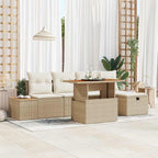 Garten-Sofa-Set 6 pcs Beige Poly-Rattan