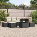 Garten-Sofa-Set 7 pcs Schwarz Poly-Rattan