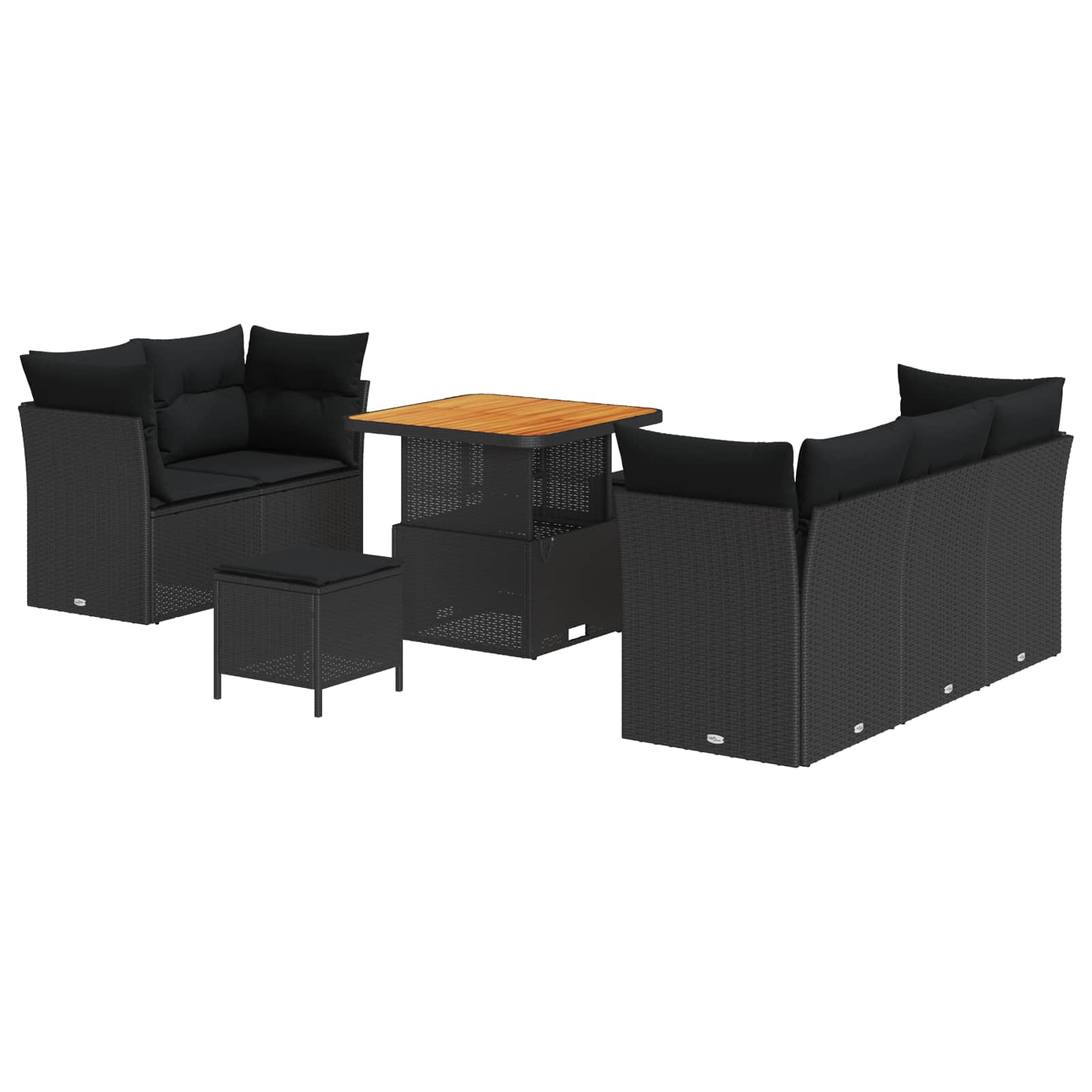 Garten-Sofa-Set 8 pcs Schwarz Poly-Rattan