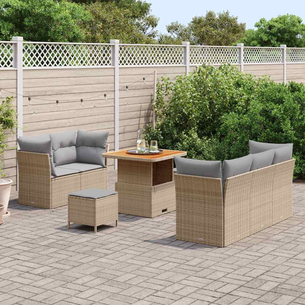 Garten-Sofa-Set 8 pcs Beige Poly-Rattan