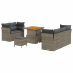 Gartensofa-set mit Kissen 8 pcs Grau Poly-Rattan