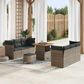 Garten-Sofa-Set 9 pcs Grau Poly-Rattan